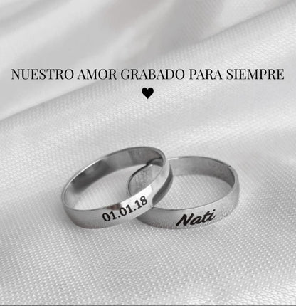 “Nuestra Promesa” Pack de 2 Anillos personalizados + Acta de promesa