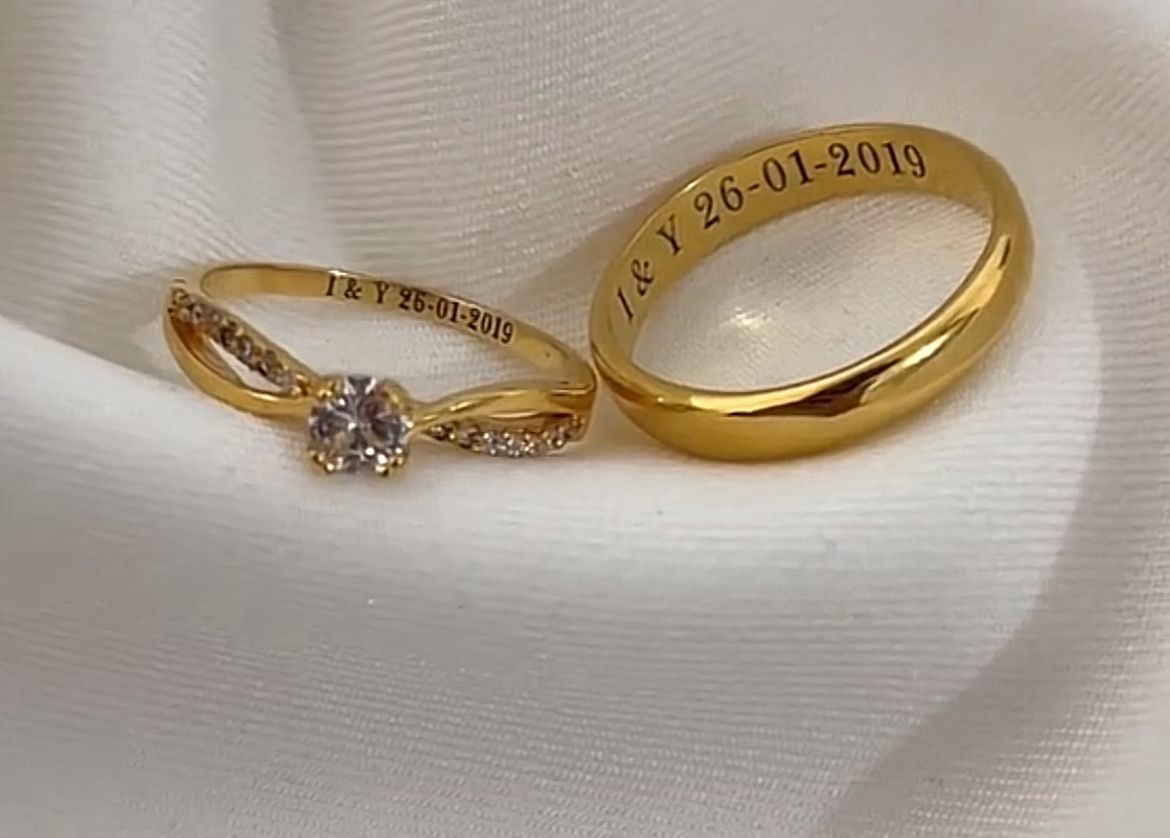 “Nuestra Promesa” Pack de 2 Anillos personalizados + Acta de promesa