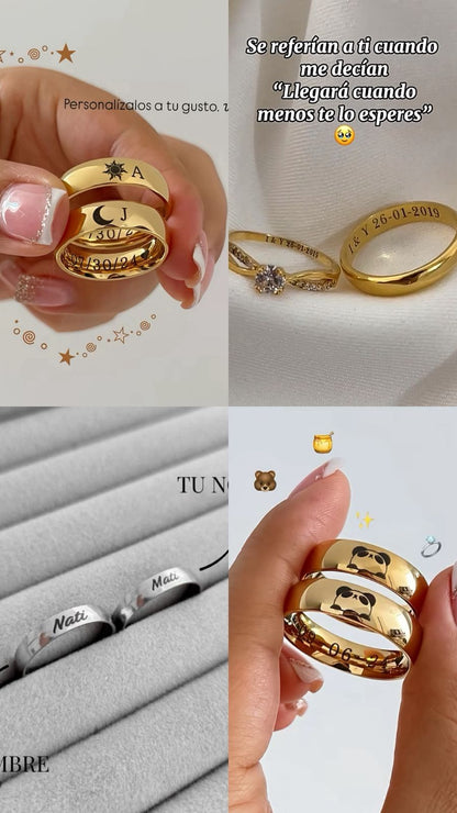 “Nuestra Promesa” Pack de 2 Anillos personalizados + Acta de promesa